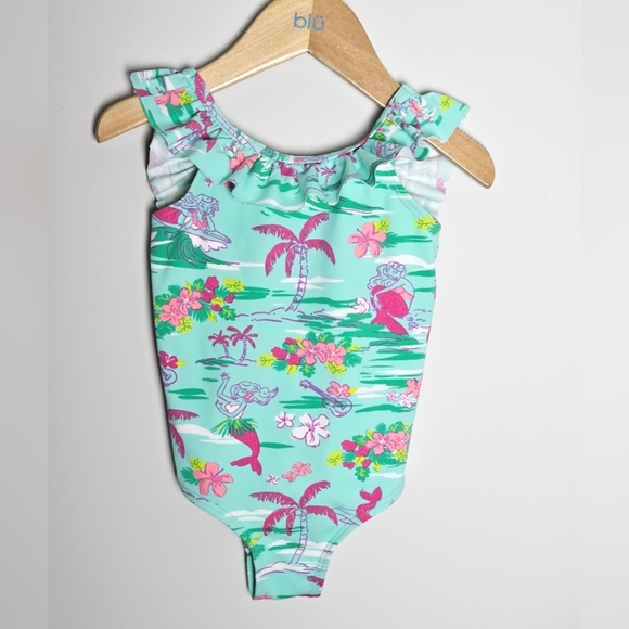 HATLEY Tropical Mermaid Ruffle 1 pc Swimsuit NWT - Picture 3 of 10